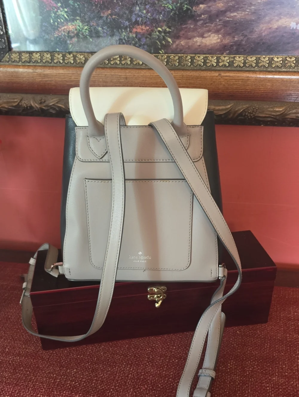 kate spade Tri-Color Convertible Leather Backpack - Cream, Gray & Black